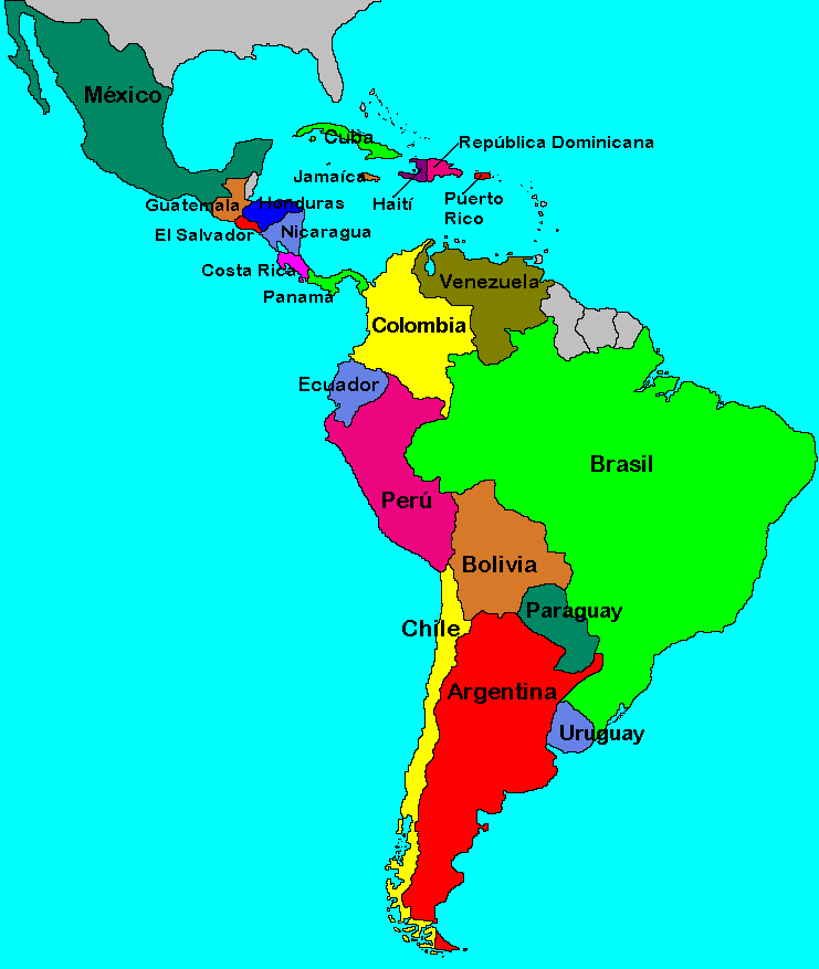 Hispanic Countries & Regions on the Map